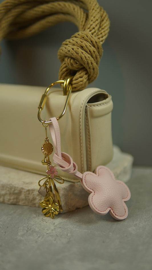 Pink Cherry Blossom Bag Charm/ Keychain