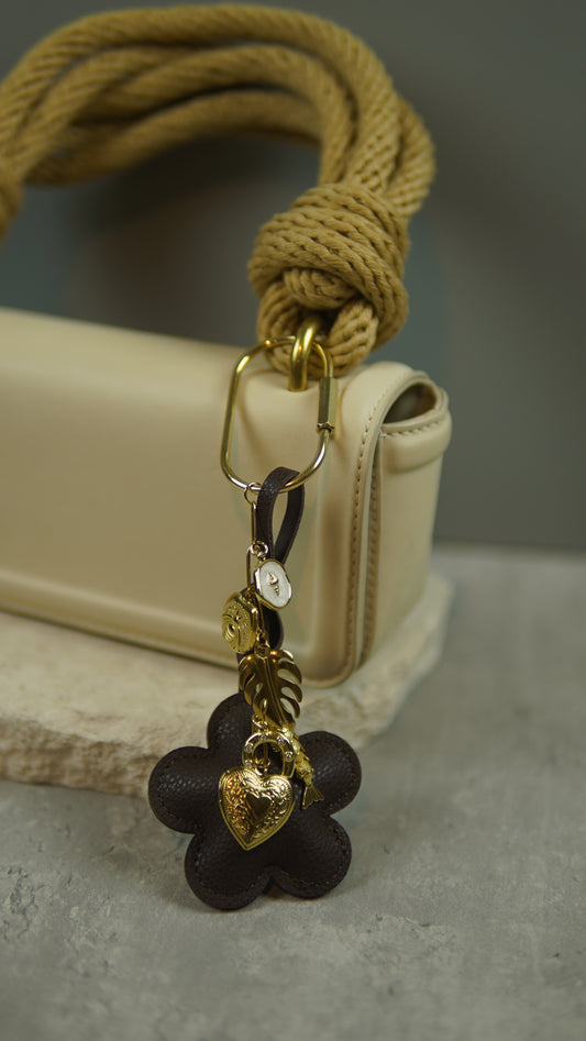 Dark Brown Cherry Blossom Bag Charm/ Keychain