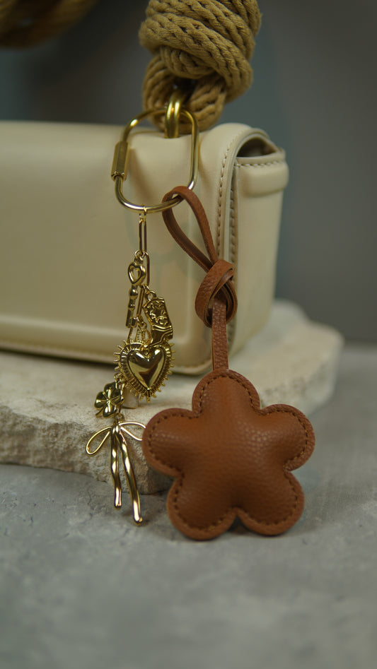 Light Brown Cherry Blossom Bag Charm/ Keychain