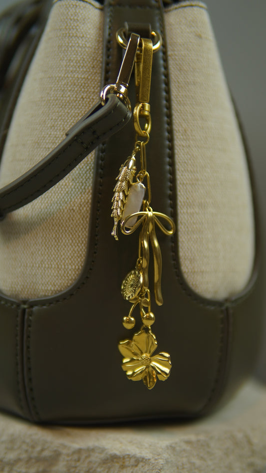 Gold Multi-Charm Bag Charm/ Keychain