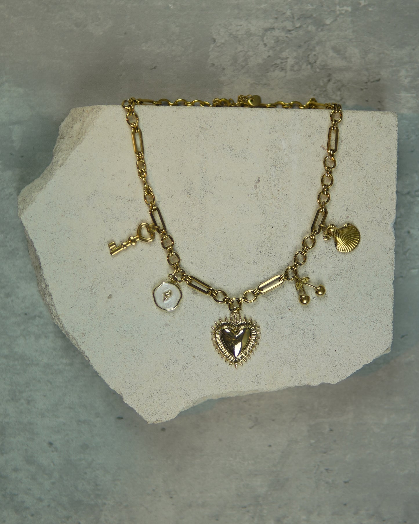 Celestial Glow Charm Necklace – Gold