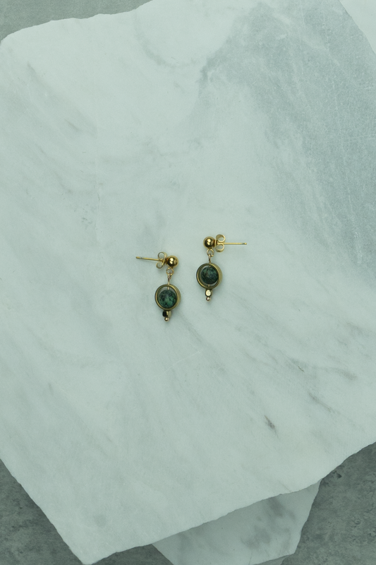 Tiny Drop Stud with African Turquoise