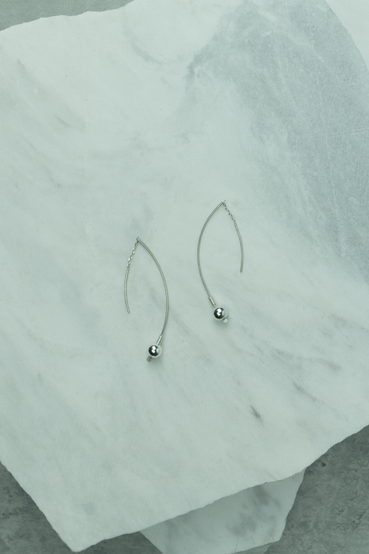 Line Dangle with Metal Bead Earrings