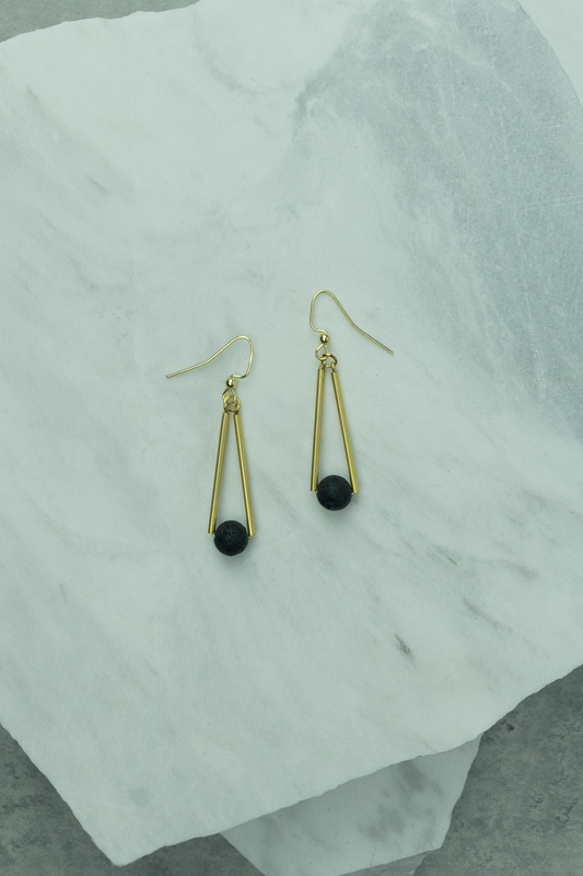 Triangle Dangle with Lava Earrings