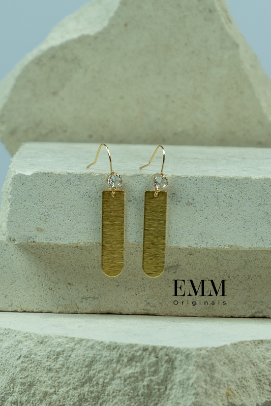 Rectangle Earrings with Crystal