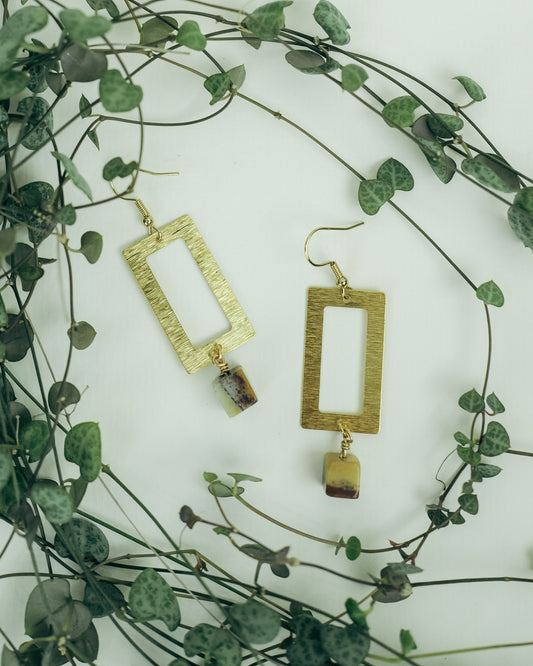 Rectangle Earrings with Amazonite