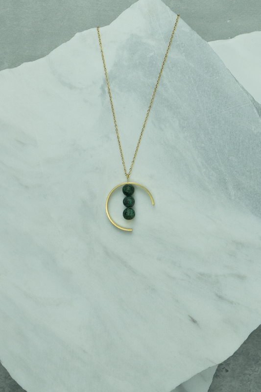 Open Circle with Triple African Turquoise Necklace