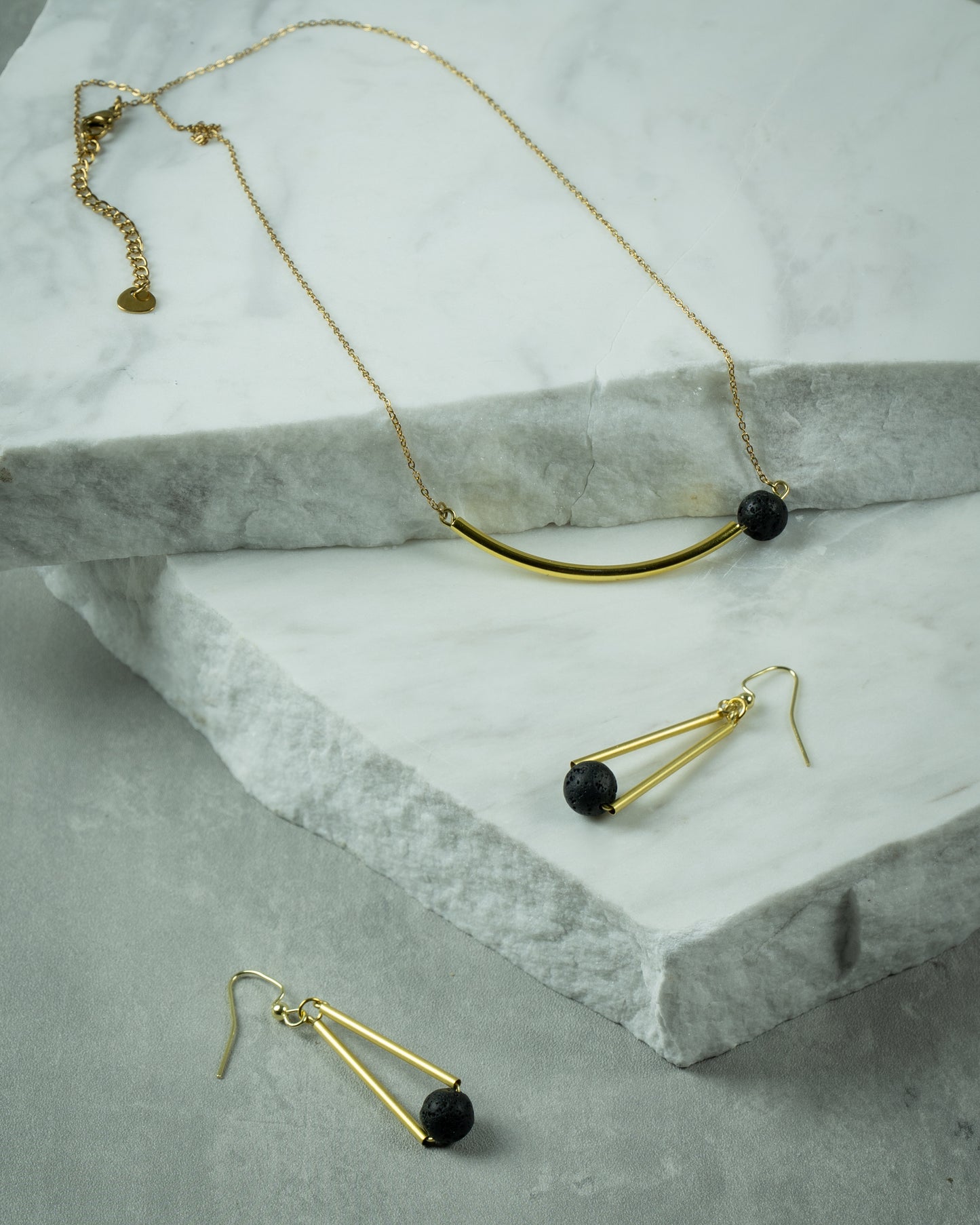 Curved Cylinder with Black Lava