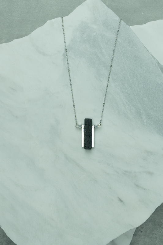 Black Lava Stick Necklace