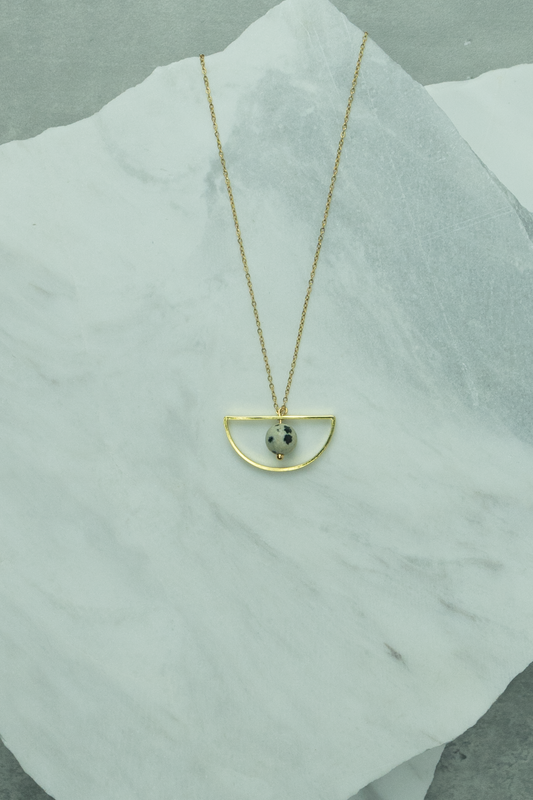Half Circle with Dalmatian Jasper Necklace