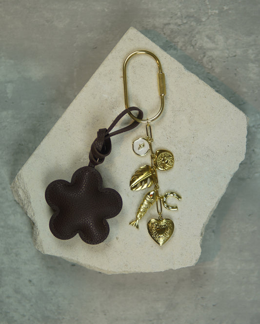Dark Brown Cherry Blossom Bag Charm/ Keychain