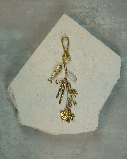 Gold Multi-Charm Bag Charm/ Keychain