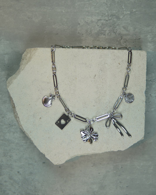 Whimsy Charms Paper Clip Necklace – Silver
