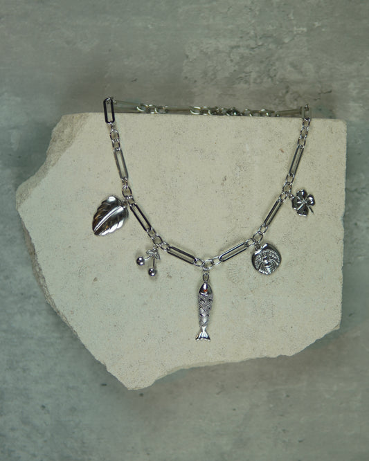 Lucky Symbols Charm Necklace – Silver