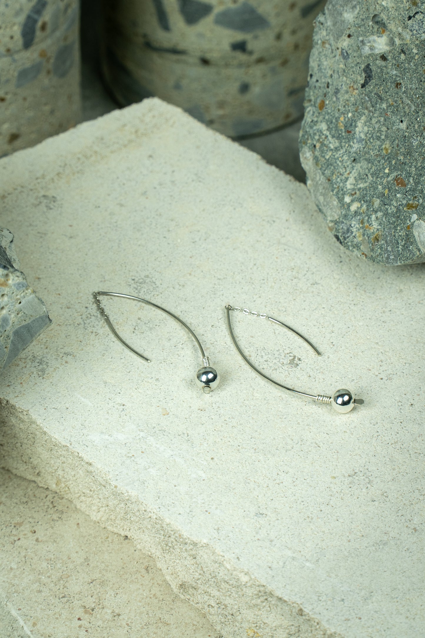 Line Dangle with Metal Bead Earrings